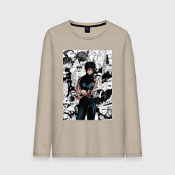 Лонгслив хлопковый мужской Магическая битва Маки Дзэнин коллаж, цвет: миндальный