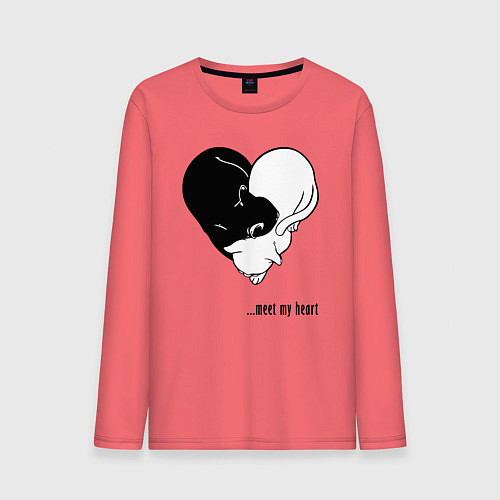Мужской лонгслив Meet my heart / Коралловый – фото 1