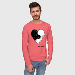 Лонгслив хлопковый мужской Meet my heart, цвет: коралловый — фото 2