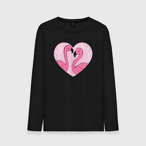 Мужской лонгслив Летние фламинго / Черный – фото 1