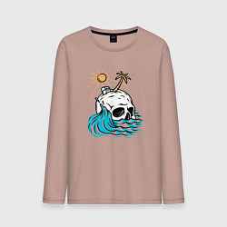 Лонгслив хлопковый мужской Остров черепа, цвет: пыльно-розовый