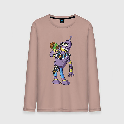 Мужской лонгслив Bender drink beer / Пыльно-розовый – фото 1