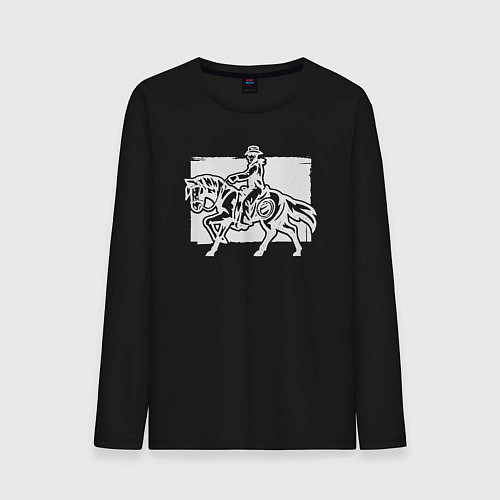 Мужской лонгслив Ковбой на лошади / Черный – фото 1