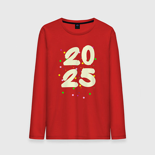 Мужской лонгслив 2025 с разноцветными крапинками / Красный – фото 1