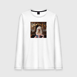 Лонгслив хлопковый мужской Девушка с белыми волосами и в солнечных очках, цвет: белый