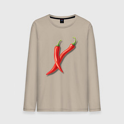 Лонгслив хлопковый мужской Два чили перчика, цвет: миндальный