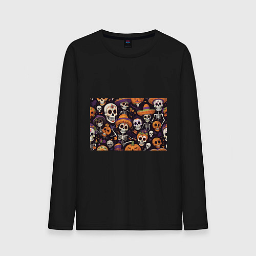 Мужской лонгслив Страшилки хэллоуин / Черный – фото 1