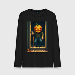 Лонгслив хлопковый мужской Монстр с косой, цвет: черный