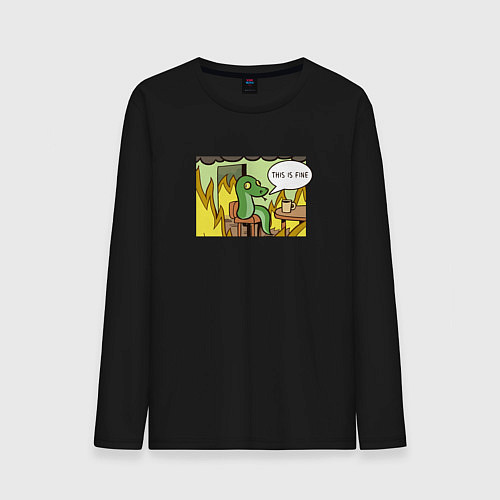 Мужской лонгслив This is fine - 2025 / Черный – фото 1