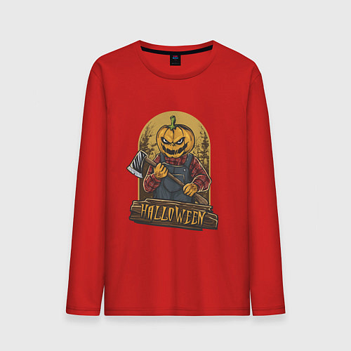 Мужской лонгслив Тыква монстр / Красный – фото 1
