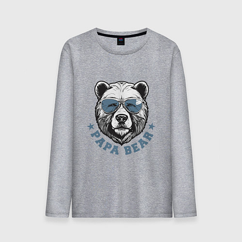 Мужской лонгслив Папа медведь в очках / Меланж – фото 1