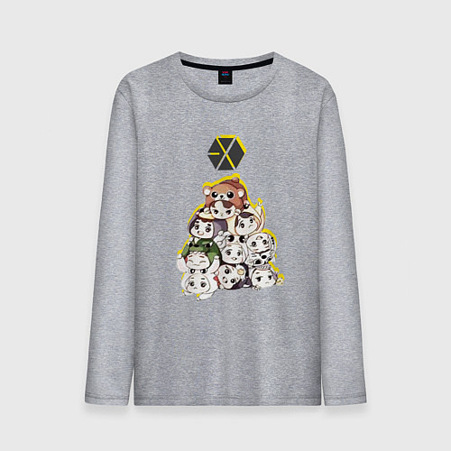 Мужской лонгслив Exo в виде милых зверушек / Меланж – фото 1