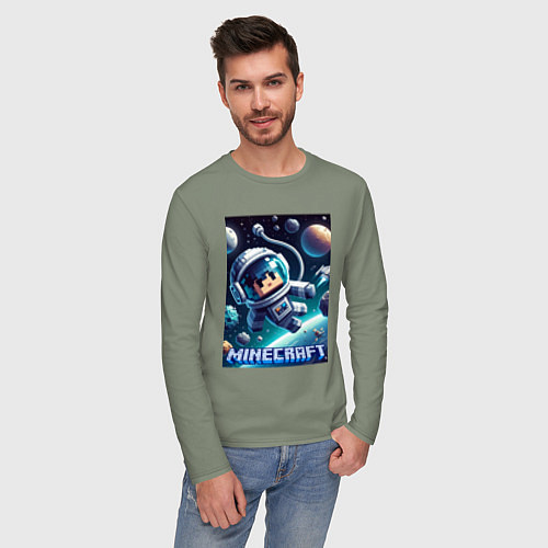 Мужской лонгслив Космонавт оторвавшийся от космолёта - Майнкрафт / Авокадо – фото 3