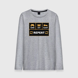 Лонгслив хлопковый мужской Еда сон игра, цвет: меланж