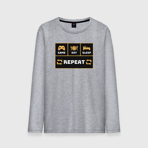 Мужской лонгслив Еда сон игра / Меланж – фото 1
