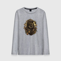 Лонгслив хлопковый мужской Осенний хищник в кепке, цвет: меланж