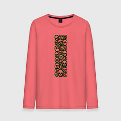 Лонгслив хлопковый мужской Halloween skulls, цвет: коралловый