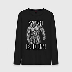 Лонгслив хлопковый мужской Ronnie Coleman- yeah buddy, цвет: черный
