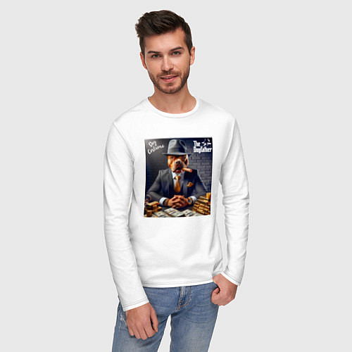 Мужской лонгслив Dog Corleone - ai art fantasy / Белый – фото 3