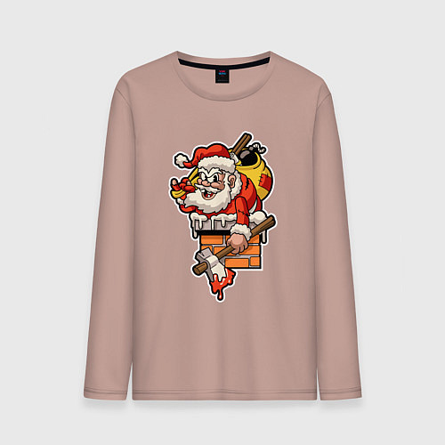 Мужской лонгслив Киллер Санта / Пыльно-розовый – фото 1