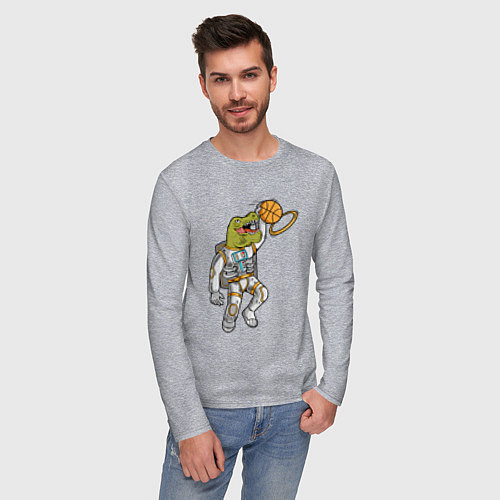Мужской лонгслив Динозавр баскетболист / Меланж – фото 3