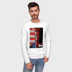 Лонгслив хлопковый мужской Американский символ, цвет: белый — фото 2