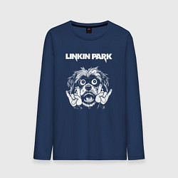 Лонгслив хлопковый мужской Linkin Park rock dog, цвет: тёмно-синий