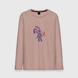 Лонгслив хлопковый мужской Заяц с ножницами, цвет: пыльно-розовый