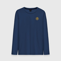 Лонгслив хлопковый мужской Мы русские с нами Бог малый КЦК желтый, цвет: тёмно-синий