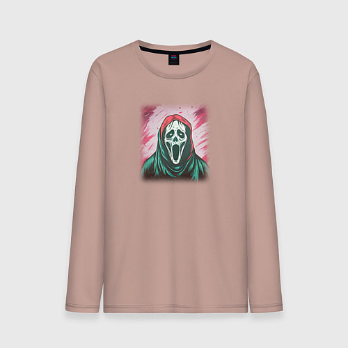 Мужской лонгслив Гоустфейс из фильма Крик, призрачное лицо / Пыльно-розовый – фото 1