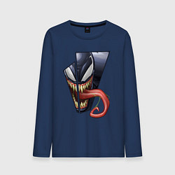 Лонгслив хлопковый мужской Venom with tongue sticking out, цвет: тёмно-синий
