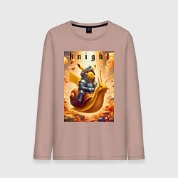 Лонгслив хлопковый мужской Pikachu knight on a snail - ai art fantasy, цвет: пыльно-розовый