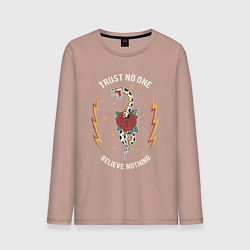 Лонгслив хлопковый мужской Никому не доверяйте y2k, цвет: пыльно-розовый