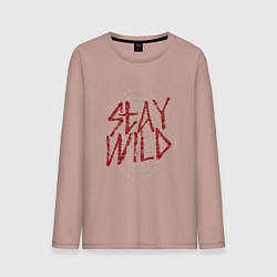 Лонгслив хлопковый мужской Дикий тигр art, цвет: пыльно-розовый