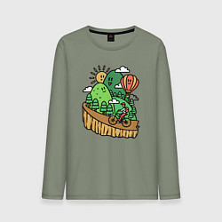 Лонгслив хлопковый мужской Велосипедное путешествие, цвет: авокадо