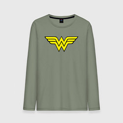 Лонгслив хлопковый мужской Wonder woman logo, цвет: авокадо