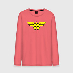 Лонгслив хлопковый мужской Wonder woman logo, цвет: коралловый