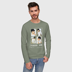 Лонгслив хлопковый мужской Changbin stray kids cute, цвет: авокадо — фото 2