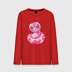 Лонгслив хлопковый мужской Розовая новогодняя змея, цвет: красный