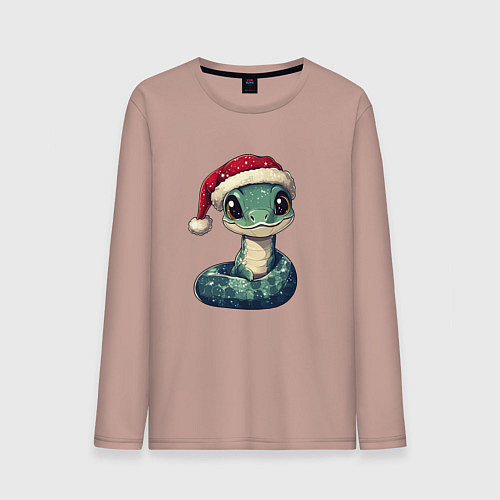 Мужской лонгслив 2025 символ года змея / Пыльно-розовый – фото 1