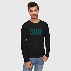 Лонгслив хлопковый мужской 390 - Игра в кальмара, цвет: черный — фото 2