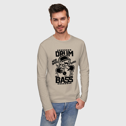 Мужской лонгслив Drum n Bass: More Bass / Миндальный – фото 3