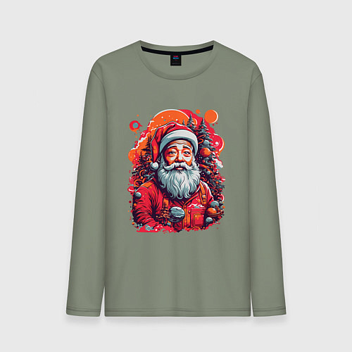 Мужской лонгслив Санта Клаус / Авокадо – фото 1