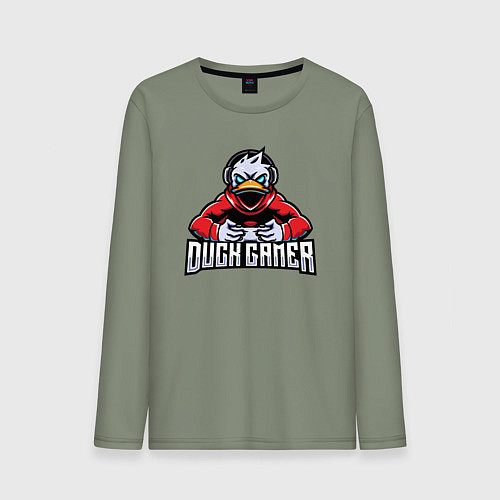 Мужской лонгслив Утка геймер / Авокадо – фото 1