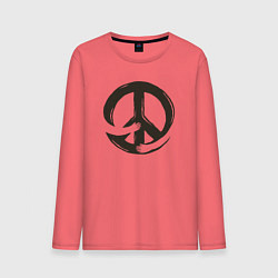 Лонгслив хлопковый мужской Peace hugs, цвет: коралловый