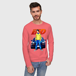 Лонгслив хлопковый мужской Такуми & АЕ86, цвет: коралловый — фото 2