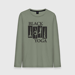 Лонгслив хлопковый мужской Yoga black, цвет: авокадо