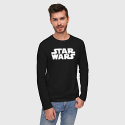 Лонгслив хлопковый мужской Star wars logo, цвет: черный — фото 2