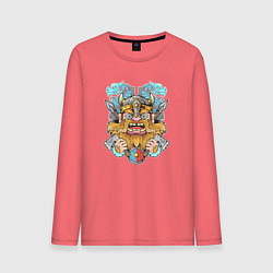 Лонгслив хлопковый мужской Забавный варяг, цвет: коралловый