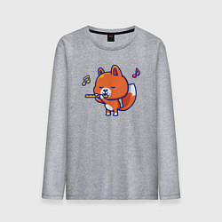 Лонгслив хлопковый мужской Лисичка с флейтой, цвет: меланж